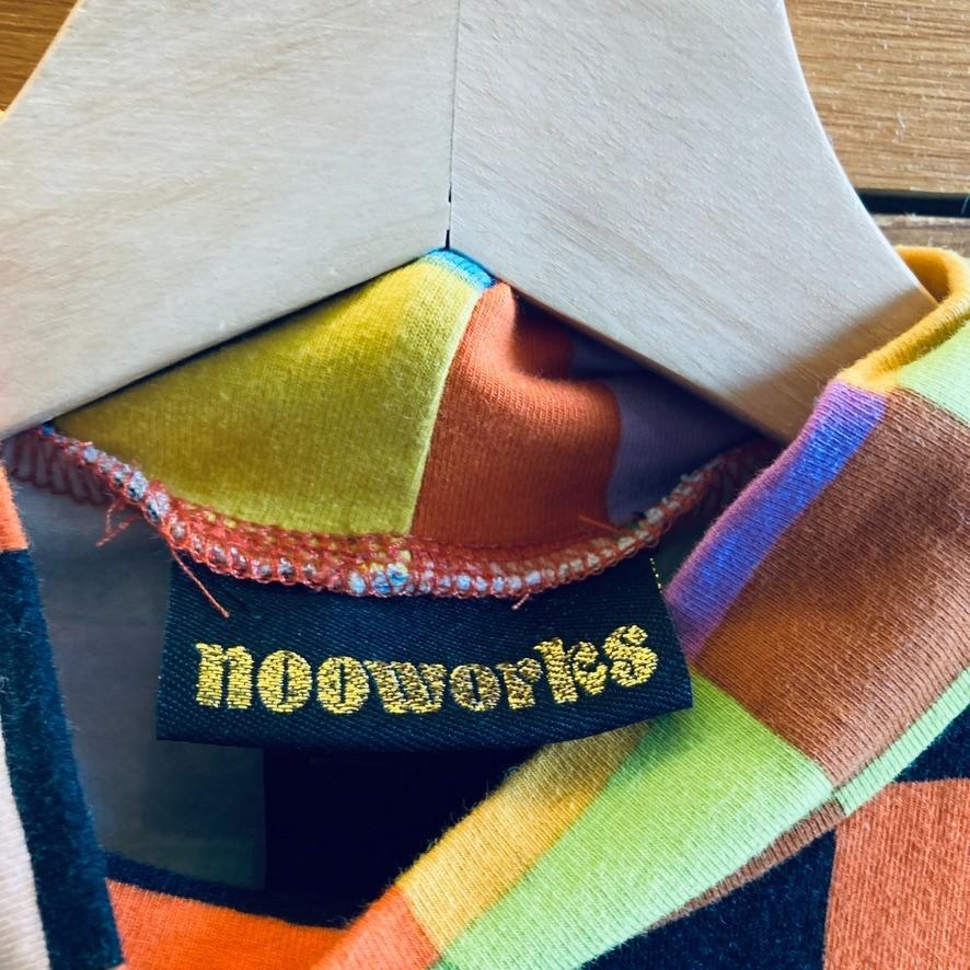 XS - Nooworks Colorful Checkerboard Patterned Mock Neck Skater Dress 0415AB