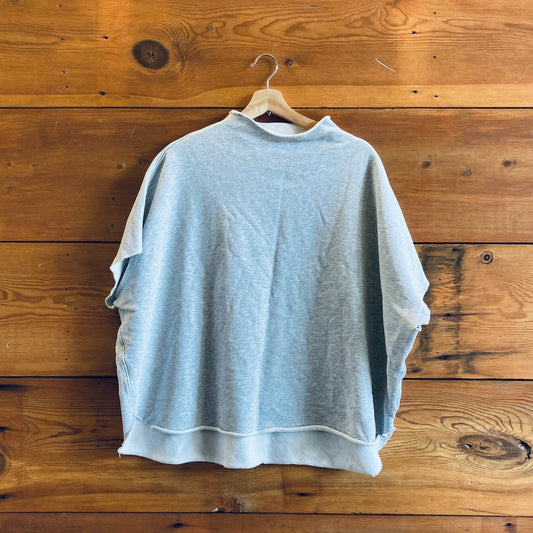 O/S - Frank & Eileen Tee Lab Heather Gray Short Sleeve Funnel Neck Top 4427SC