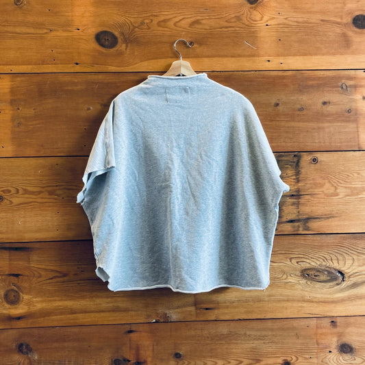 O/S - Frank & Eileen Tee Lab Heather Gray Short Sleeve Funnel Neck Top 4427SC