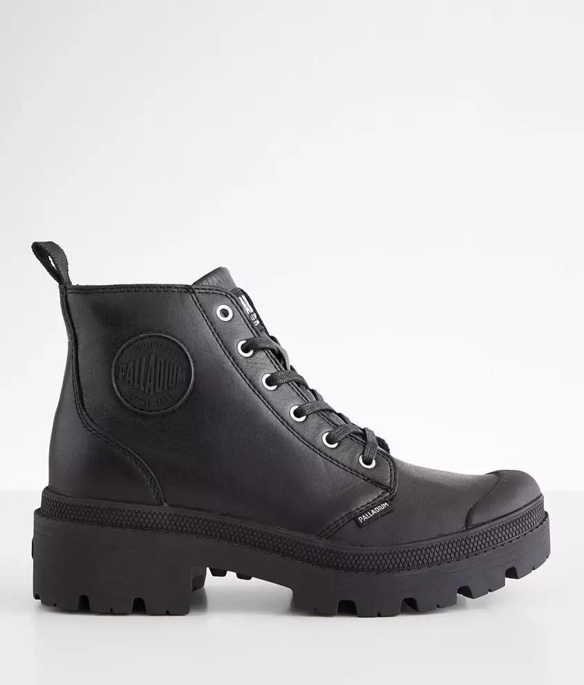 8.5 - Palladium Black Leather Pallabase Hi Leather Lace & Zip Boots 0805AY