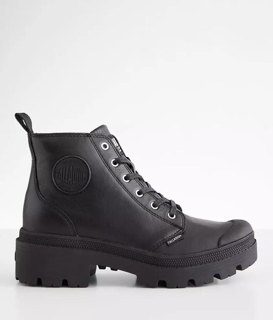 8.5 - Palladium Black Leather Pallabase Hi Leather Lace & Zip Boots 0805AY