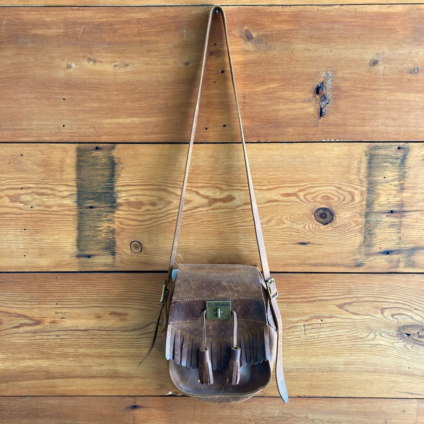 Dr Martens Brown Leather Tassel Saddle Bag Crossbody Purse Shoulder Bag 0128SL