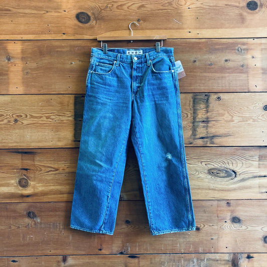 29 - AMO Blue Warmth Wash Billie Cropped Wide Leg Womens Jeans 4427SC