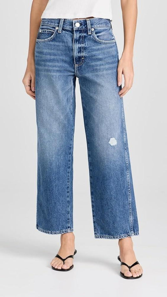 29 - AMO Blue Warmth Wash Billie Cropped Wide Leg Womens Jeans 4427SC