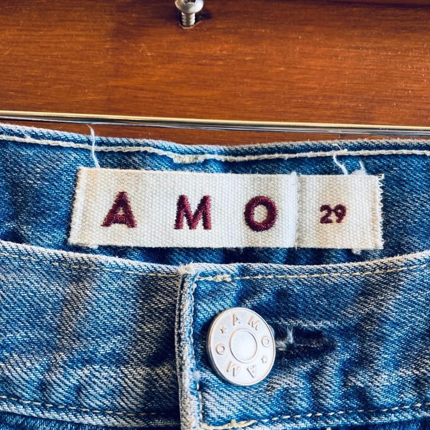 29 - AMO Blue Warmth Wash Billie Cropped Wide Leg Womens Jeans 4427SC