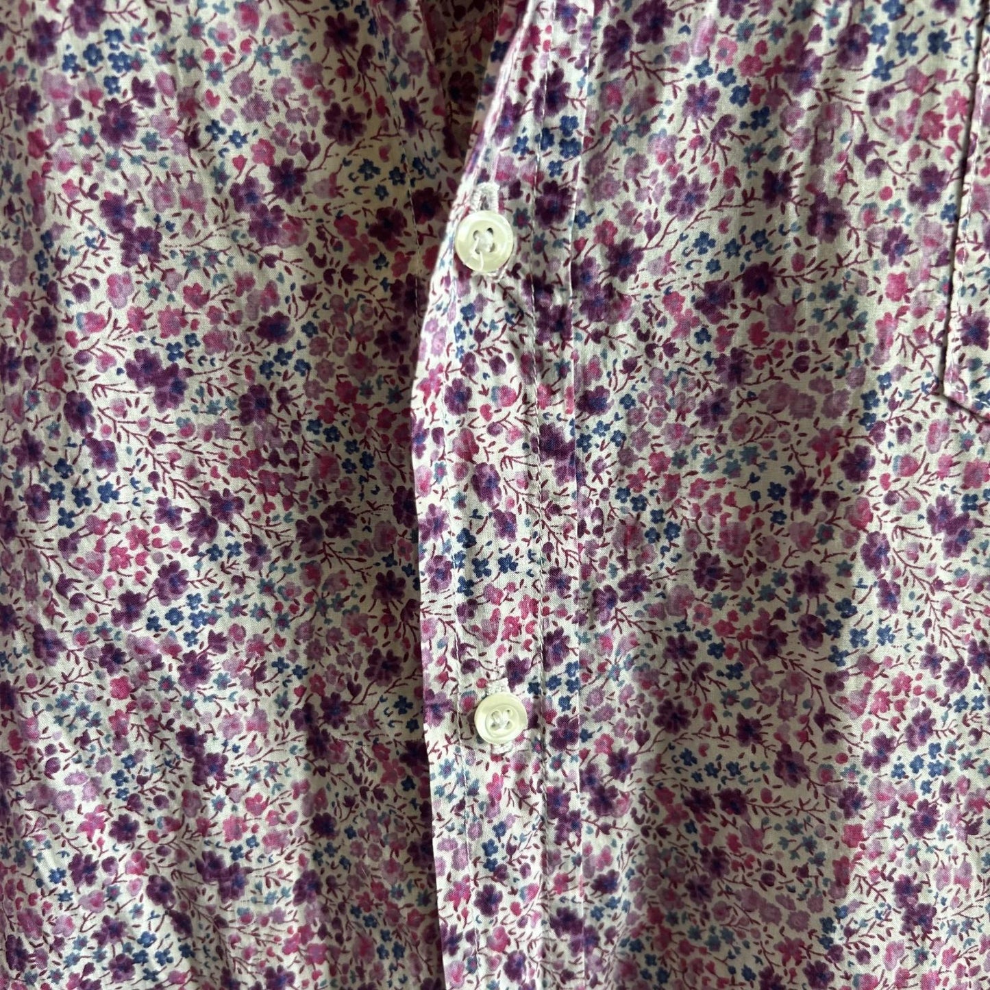 L - Frank & Eileen Purple Floral Cotton Button Up Barry Shirt Top 0721DK