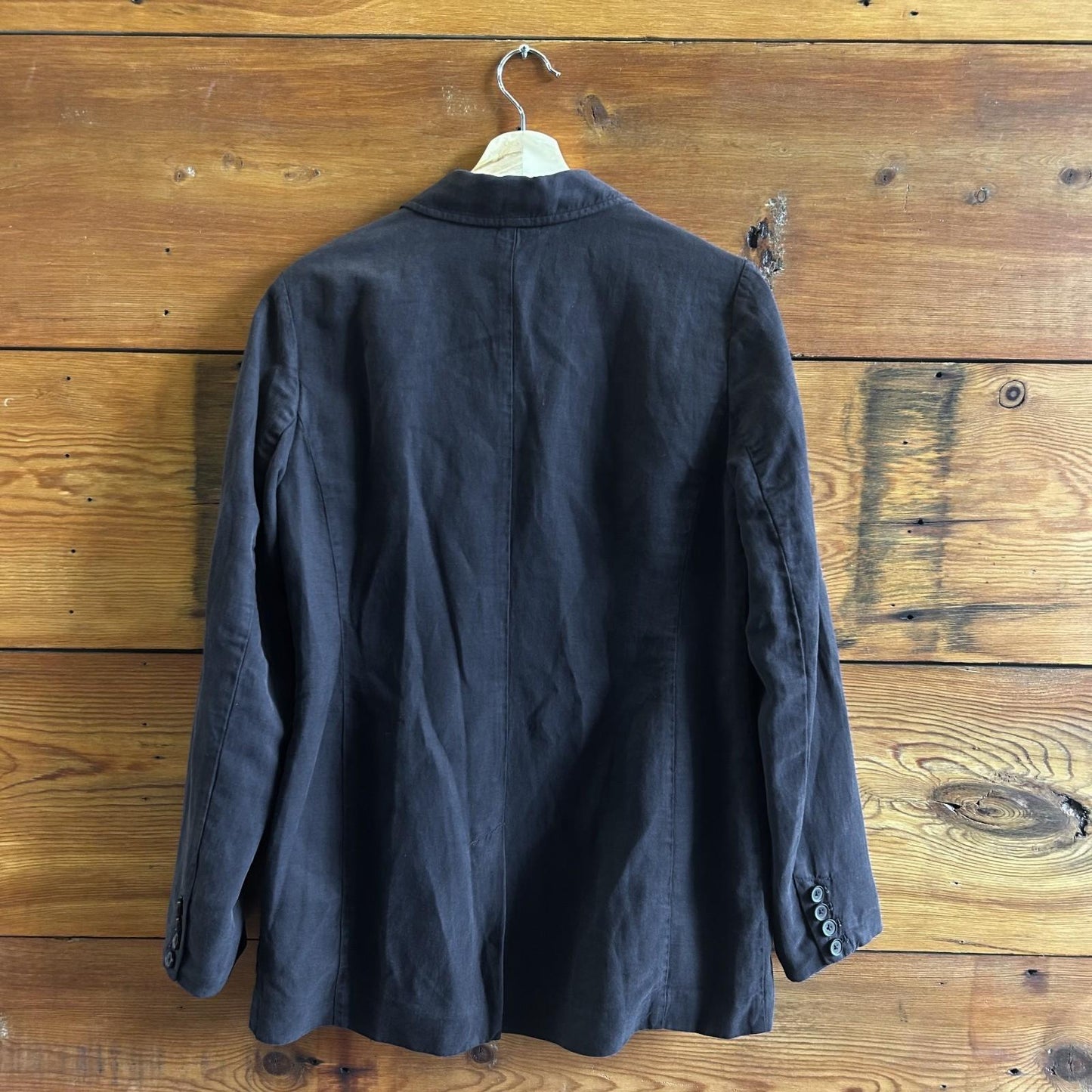 M - Alex Mill Black Linen Blend Lined $225 Button Front Blazer Jacket 0131AG
