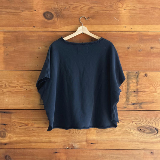 O/S - Frank & Eileen Black Short Sleeve Pullover Sweatshirt Top 0916VB
