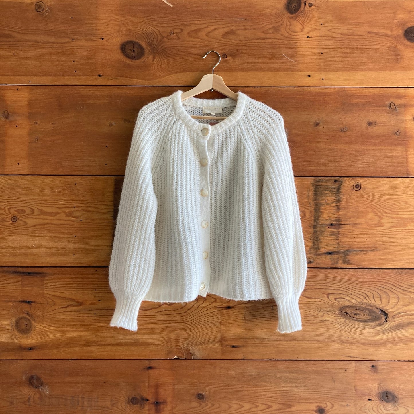 S - Sezane White $170 Alpaca & Wool Emile Cardigan Sweater 0916VB