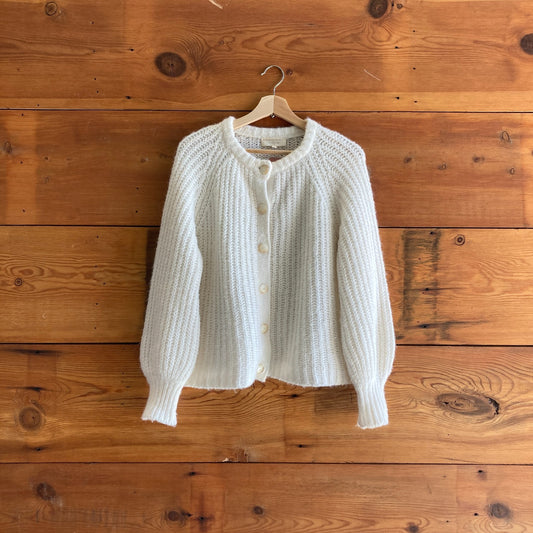 S - Sezane White $170 Alpaca & Wool Emile Cardigan Sweater 0916VB