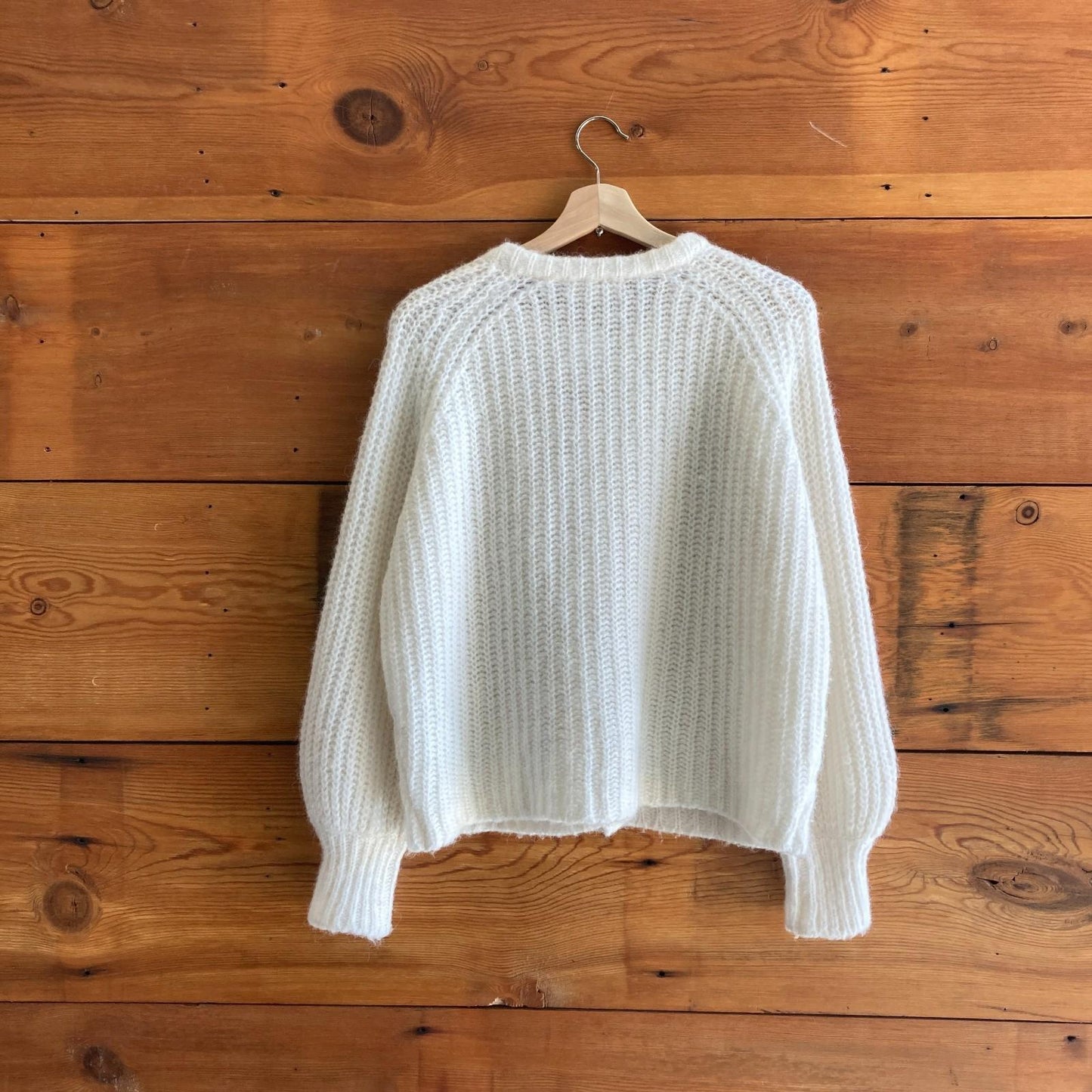 S - Sezane White $170 Alpaca & Wool Emile Cardigan Sweater 0916VB
