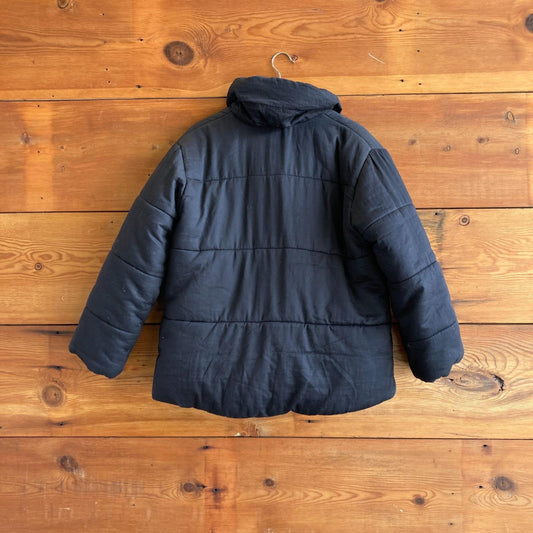 M - Micaela Greg Black Quilted Cotton Womens Snap Front Puffer Jacket 0703TC
