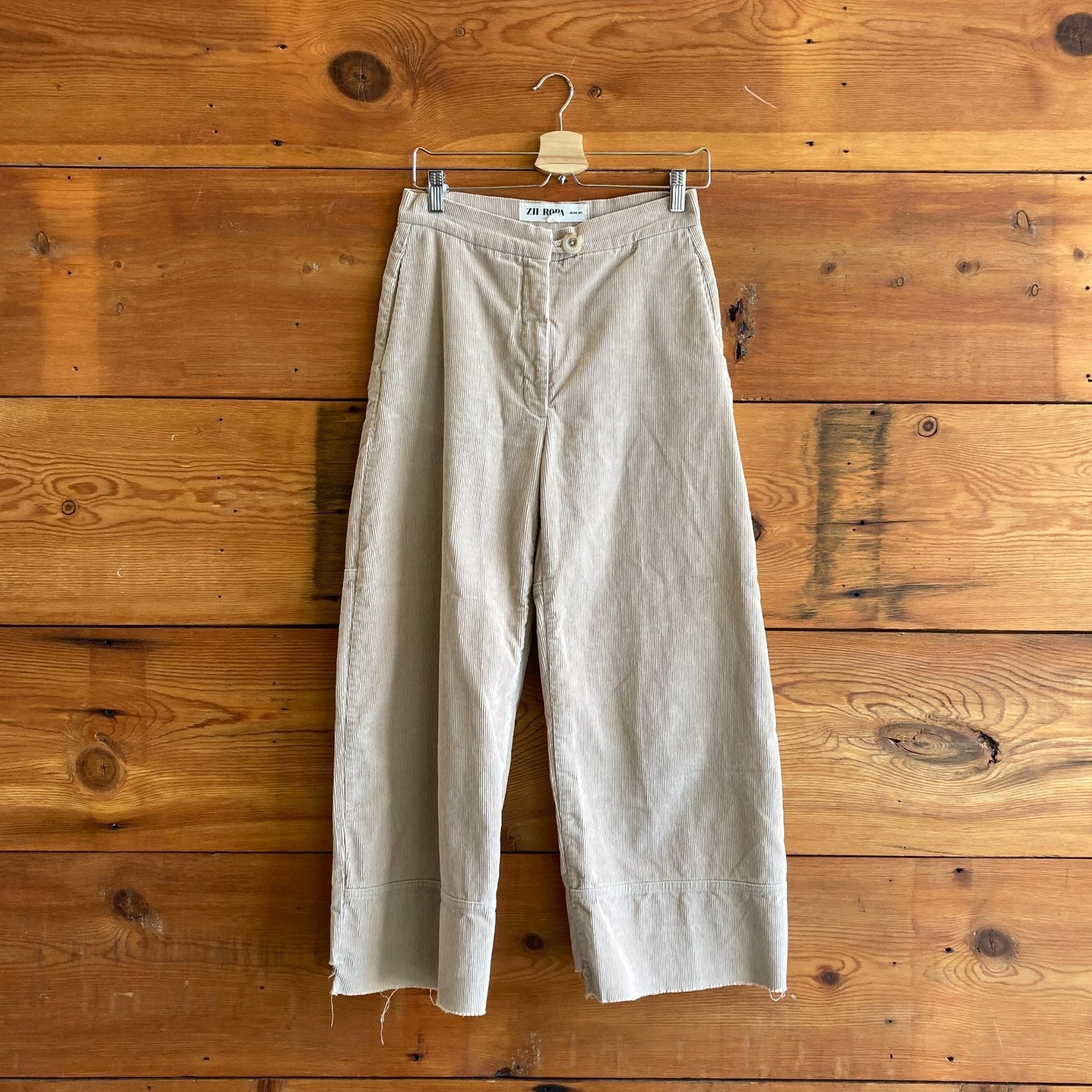4 - Zii Ropa Beige Corduory High Rise Womens Wide Leg Pants 0910CC