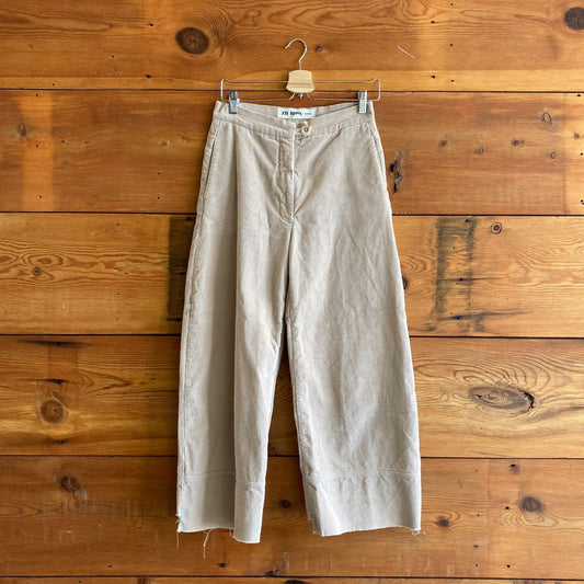 4 - Zii Ropa Beige Corduory High Rise Womens Wide Leg Pants 0910CC