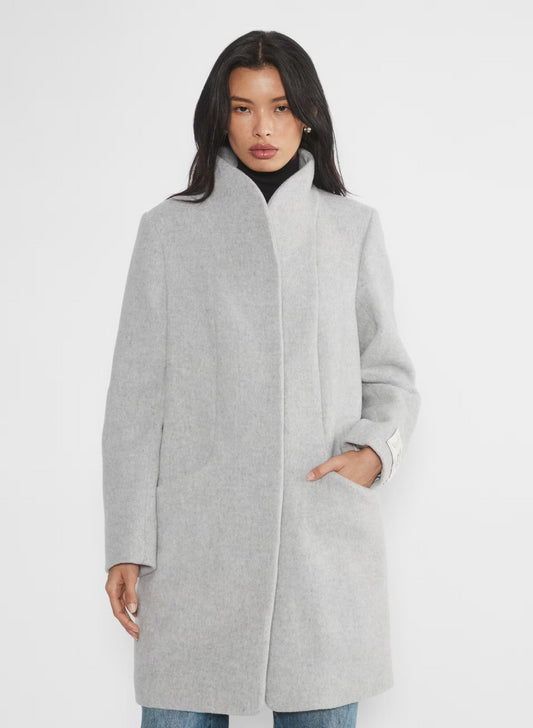 L - Wilfred Aritzia Heather Light Gray Wool Cashmere Cocoon Coat 0918NK
