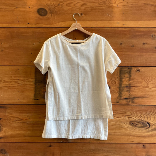 2 / M - Mizuiro-ind White Cotton Silk Blend Split Hem High Low Shirt Top 0915CM