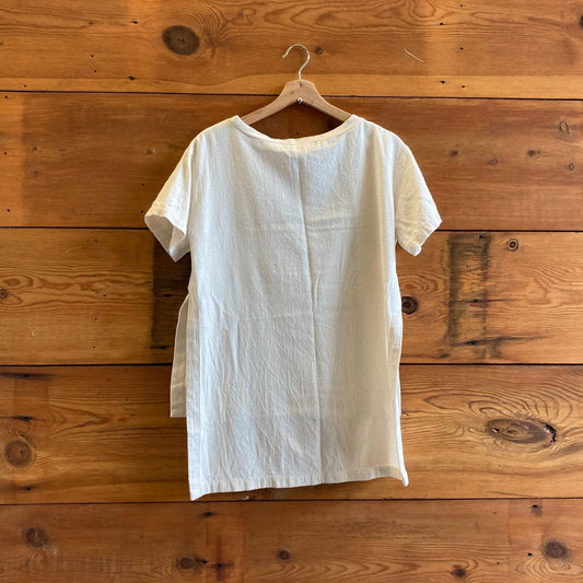 2 / M - Mizuiro-ind White Cotton Silk Blend Split Hem High Low Shirt Top 0915CM