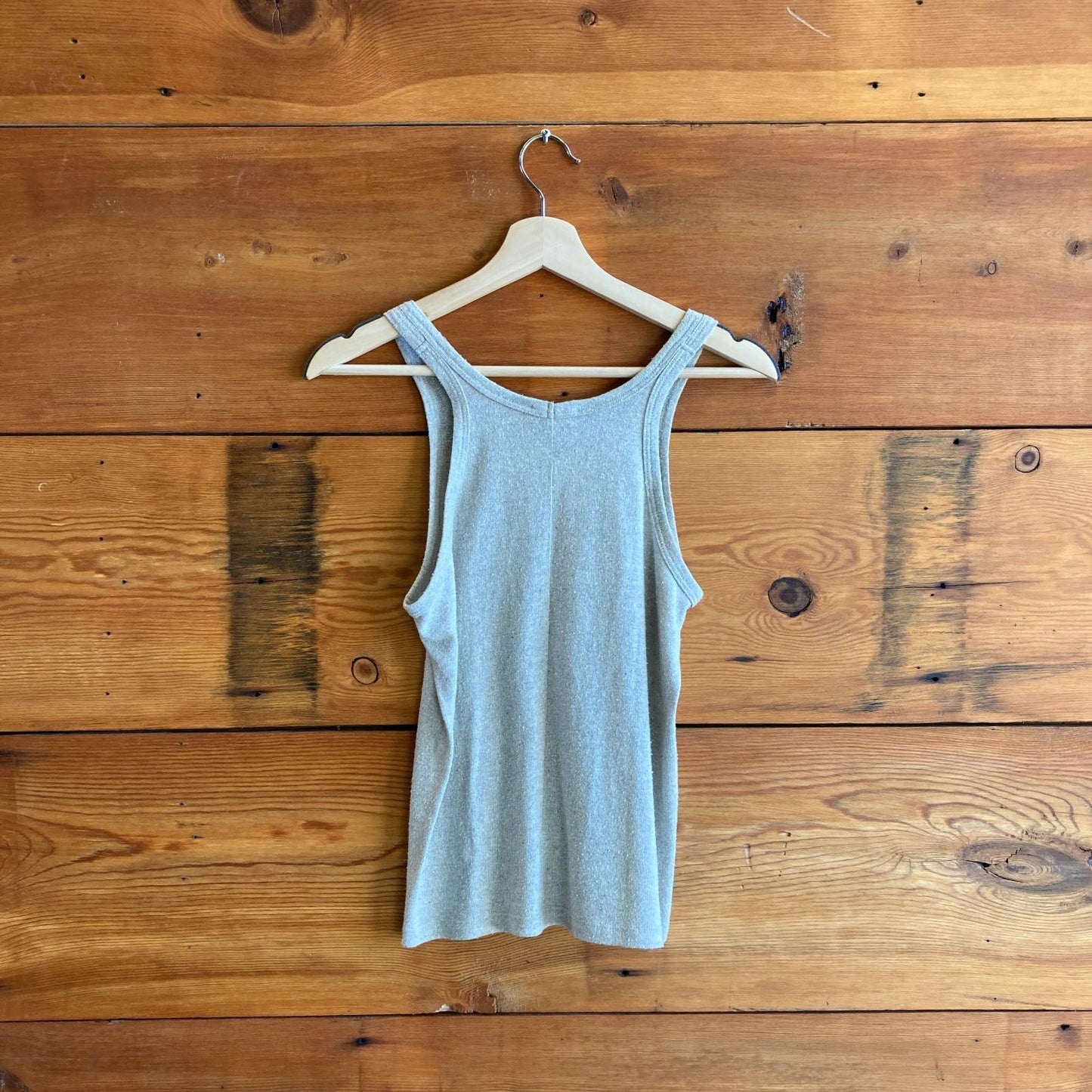 M - OZMA Natural Beige Boy Tank Regen Silk Noil Jersey Tank Top 0706MG