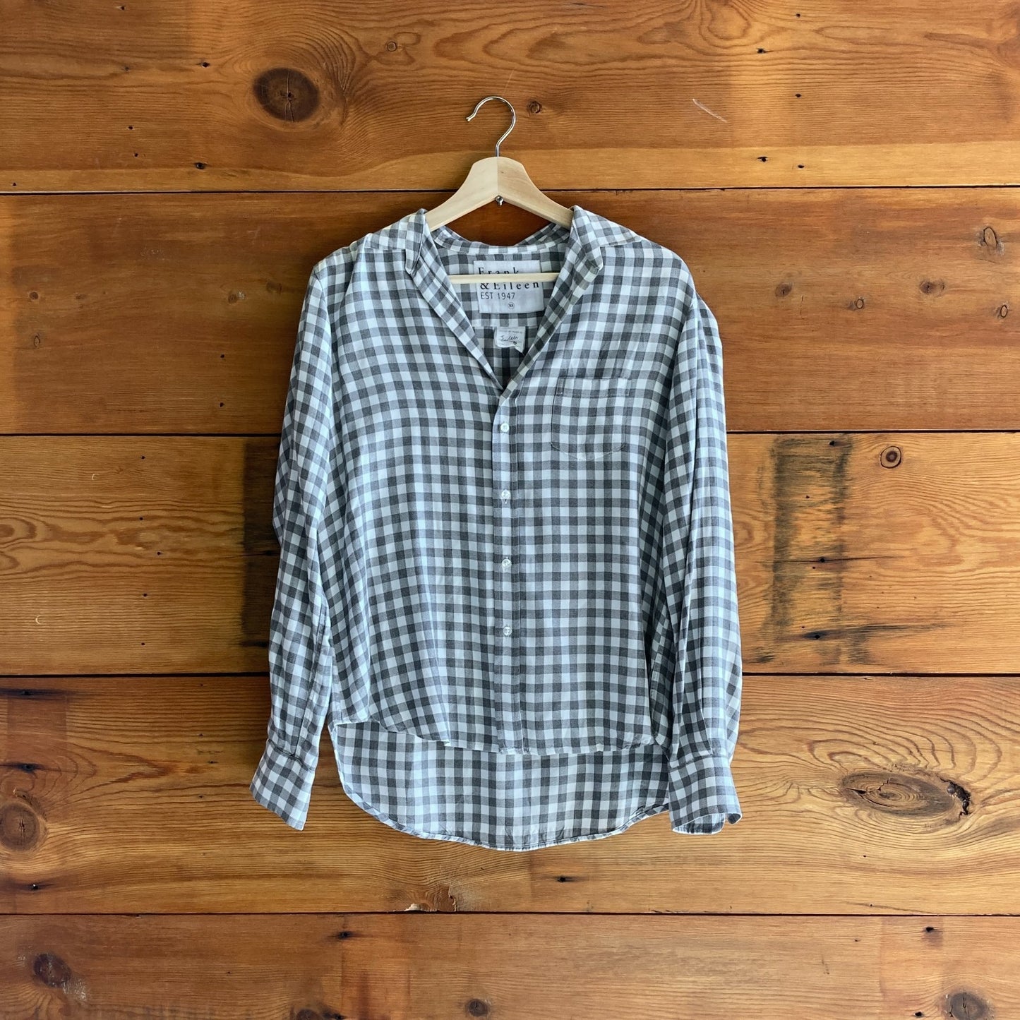 XS - Frank & Eileen Gray & White Gingham Plaid Button Up 'Eileen' Top 0124KG