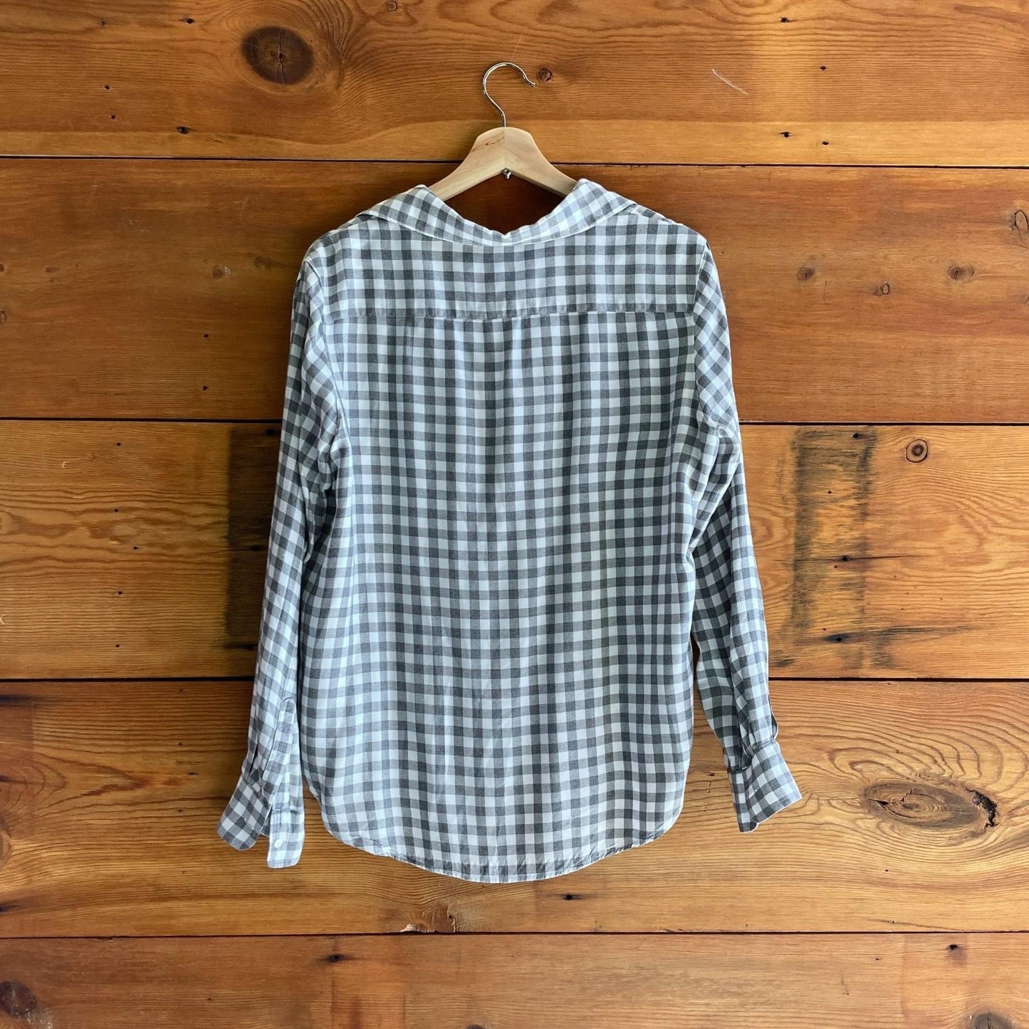 XS - Frank & Eileen Gray & White Gingham Plaid Button Up 'Eileen' Top 0124KG