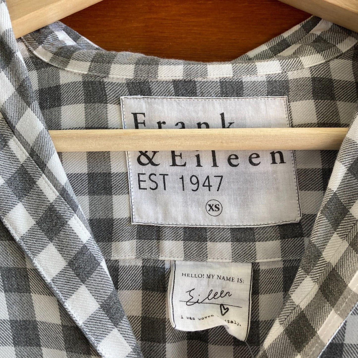 XS - Frank & Eileen Gray & White Gingham Plaid Button Up 'Eileen' Top 0124KG