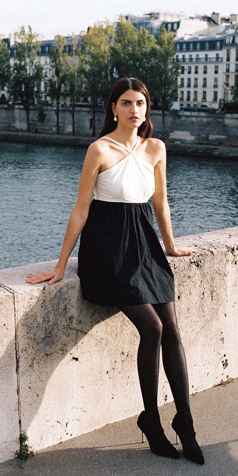 M - Ciao Lucia Black & Parchment White NEW Salome Sleeveless Mini Dress 1206TY