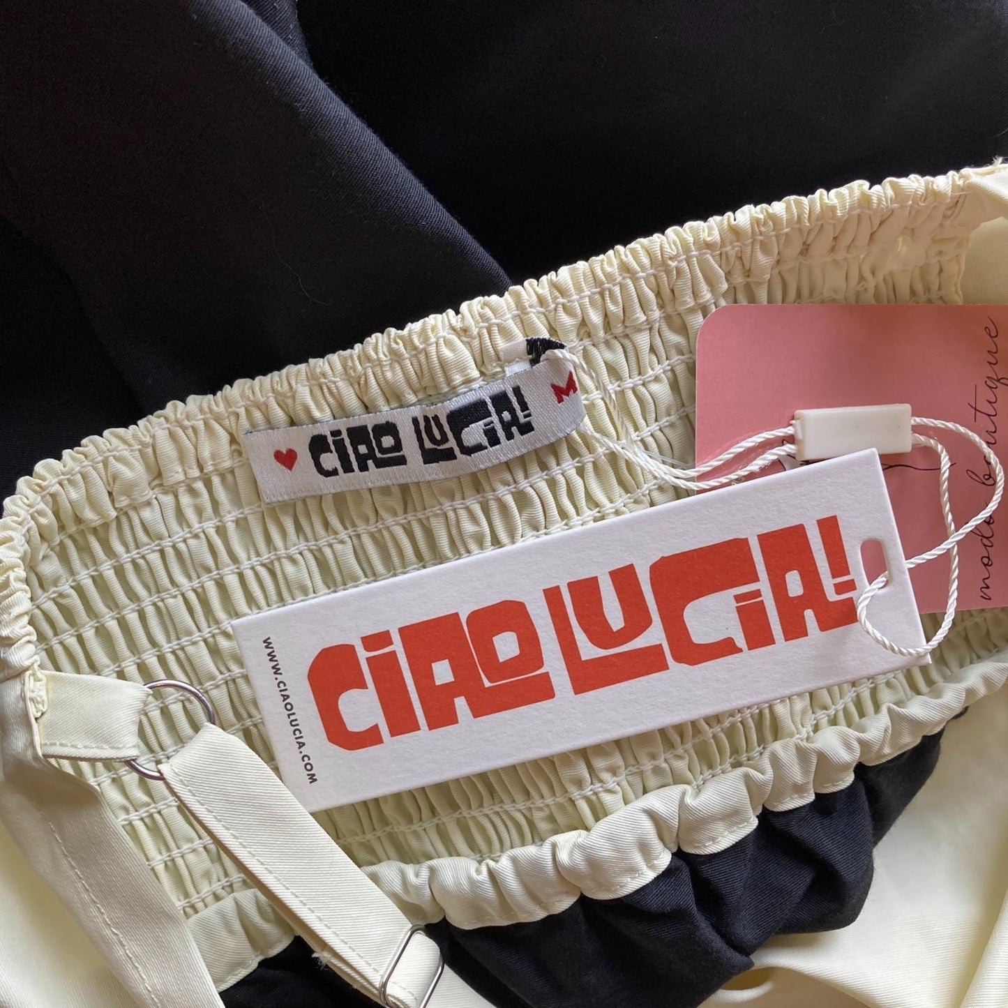 M - Ciao Lucia Black & Parchment White NEW Salome Sleeveless Mini Dress 1206TY