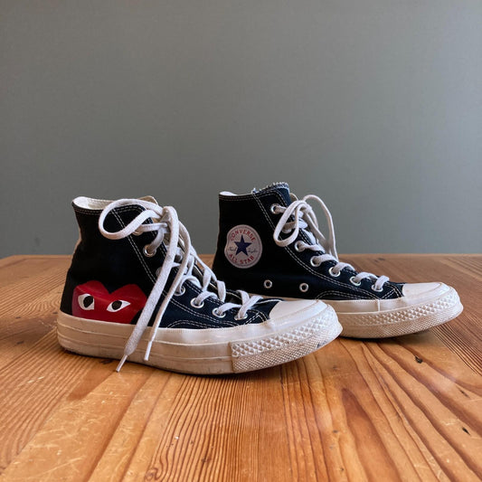 7 - Converse x Comme des Garcons Black Play Lace Up High Tops Sneakers 0531AF