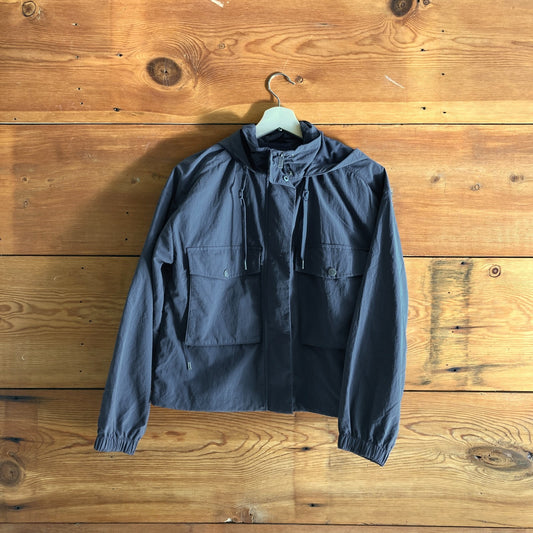 XS - Vuori $168 Navy Blue Hooded Zip Up Cropped Boxy Fit Bayside Jacket 0703SC