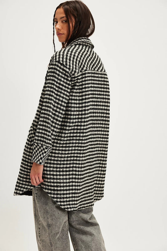 XS - We the Free by Free People Black White Houndstooth Get Around Jacket 0927RB