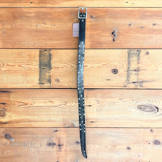 M - Bed Stu Black Leather Belt w/ Silver Metal Unisex Studded Belt 0603AG