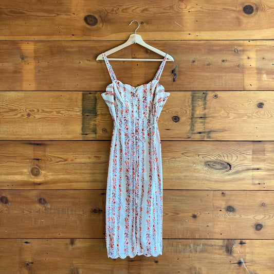 4 - by Anthropologie $170 Floral Patterned Stretch Cotton Midi Dress NEW 0930AR