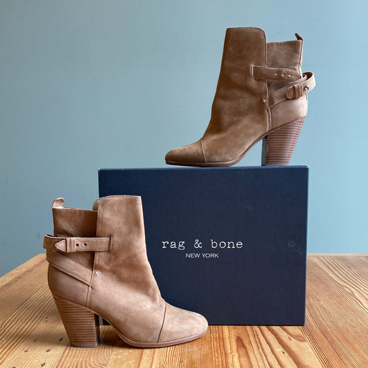 41 / 11 - Rag & Bone $595 Camel Leather Kinsey Heeled Ankle Boots w/ Box 0919LF