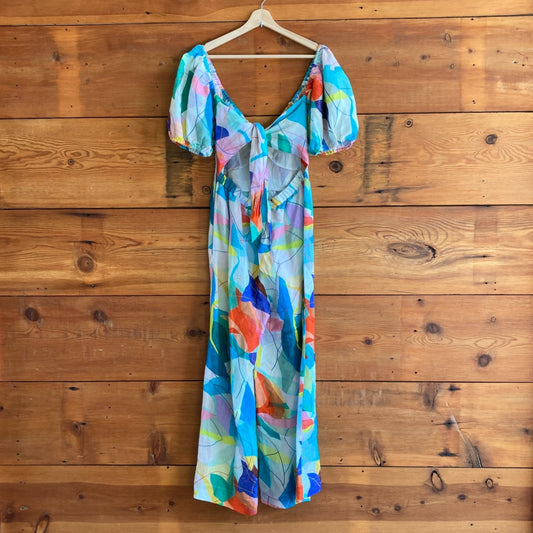 S - Ranna Gill Anthropologie $170 Colorful Linen Cut Out Jumpsuit NEW 0930AR