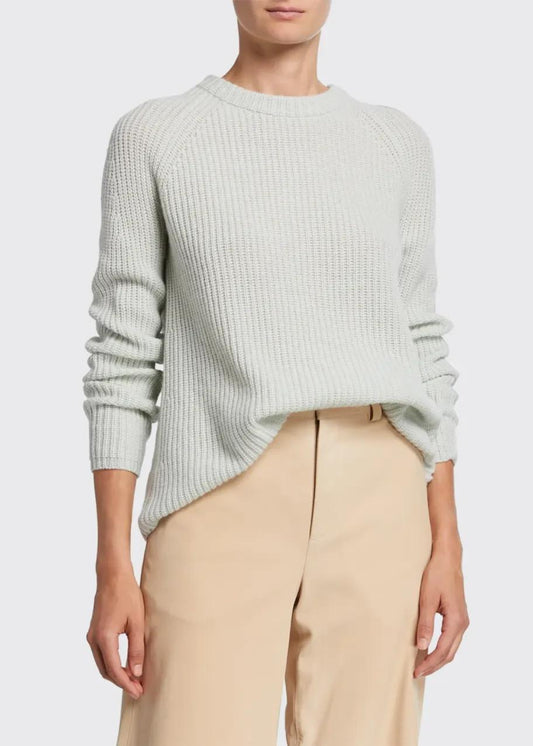 M - Vince $365 Aloe Shaker Rib Knit Cashmere Crew Neck Pullover Sweater 1217MA