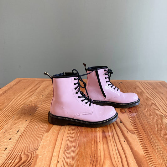 37 / 6 - Dr Martens Light Pink Patent Leather Side Zip 1460 Combat Boots 1217JD