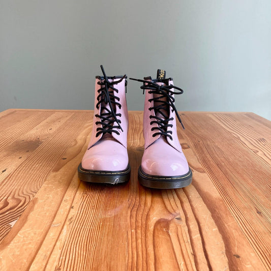 37 / 6 - Dr Martens Light Pink Patent Leather Side Zip 1460 Combat Boots 1217JD