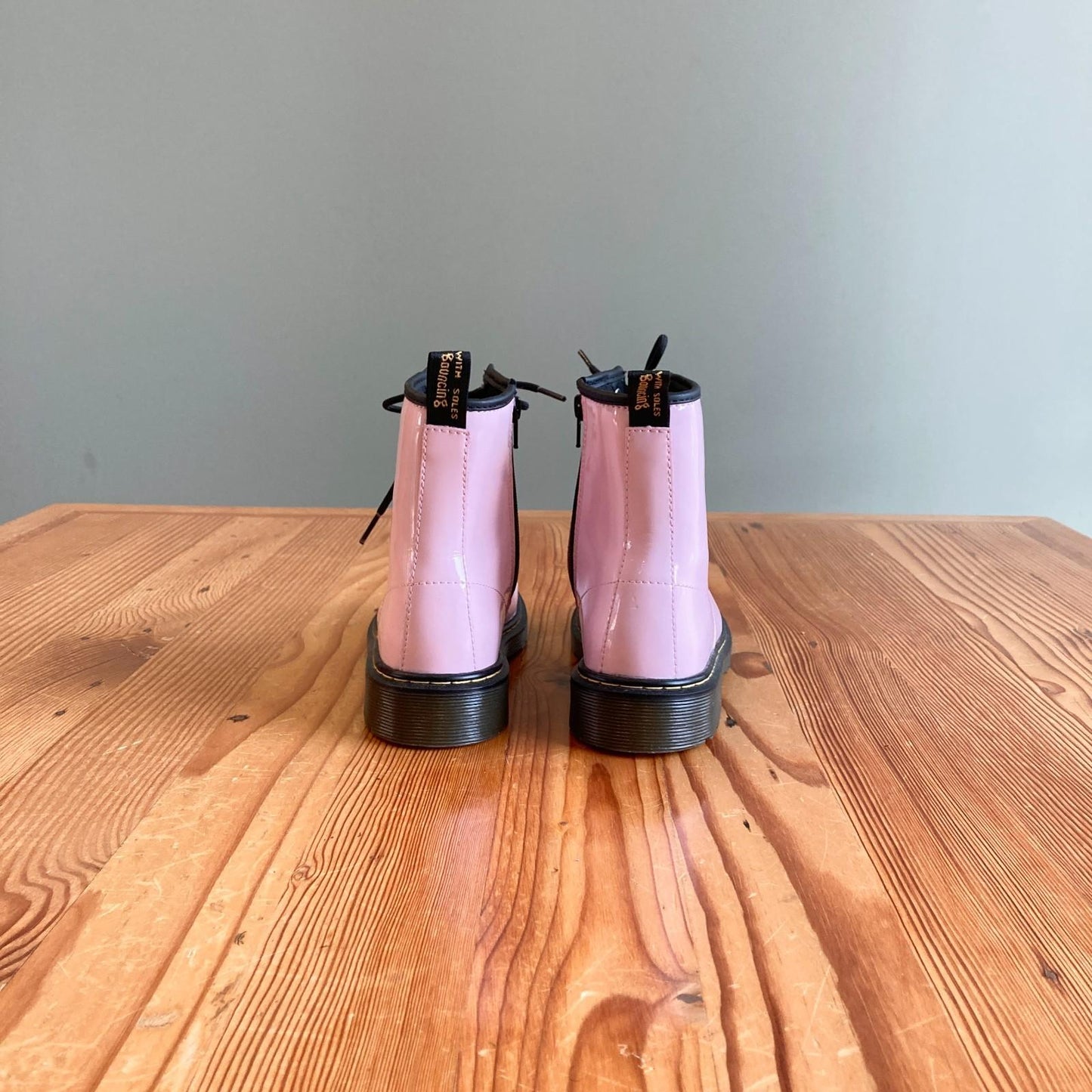 37 / 6 - Dr Martens Light Pink Patent Leather Side Zip 1460 Combat Boots 1217JD
