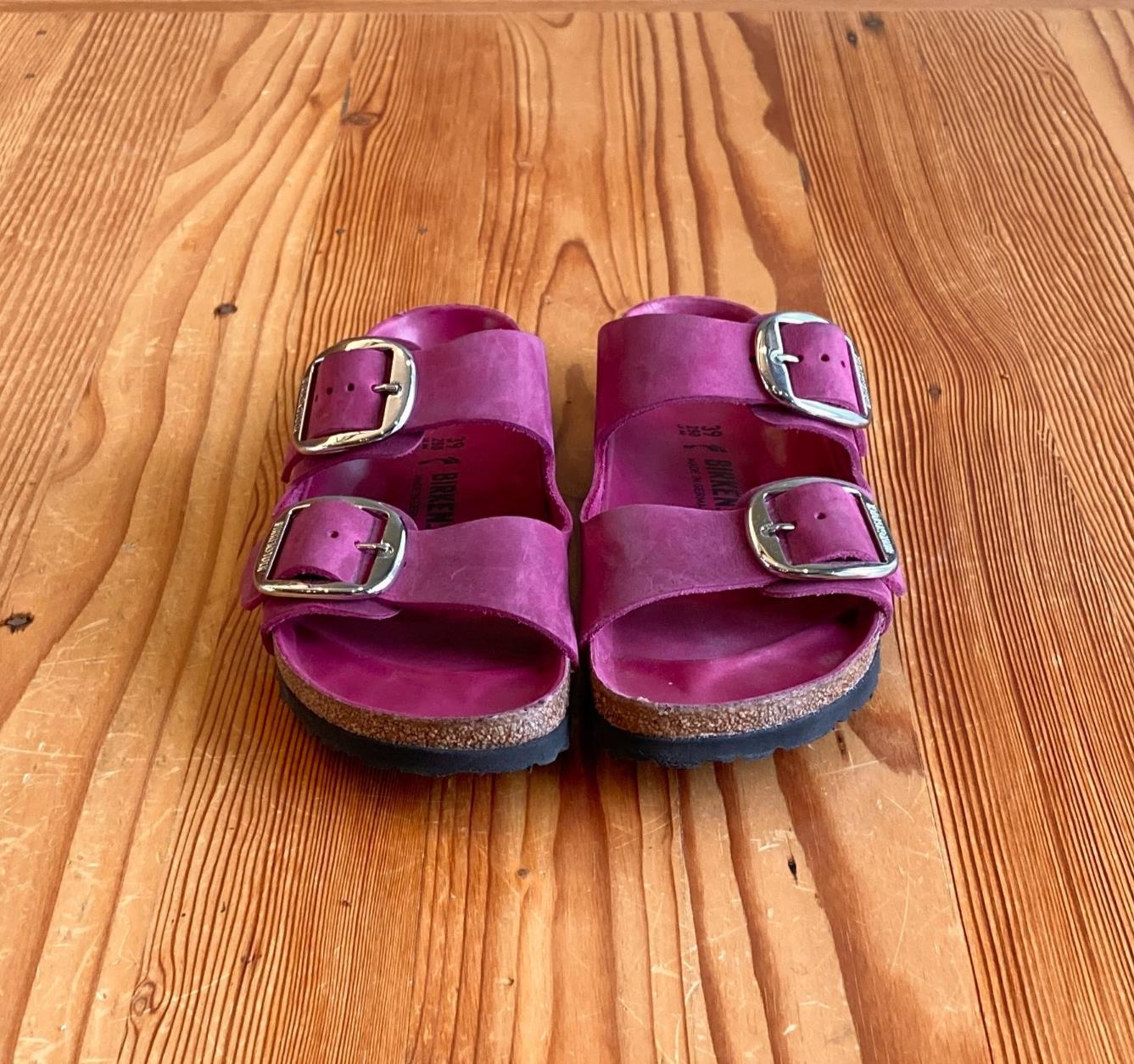 39 / 9 - Birkenstock Fuchsia Oiled Leather Arizona Big Buckle Sandals 0721DK