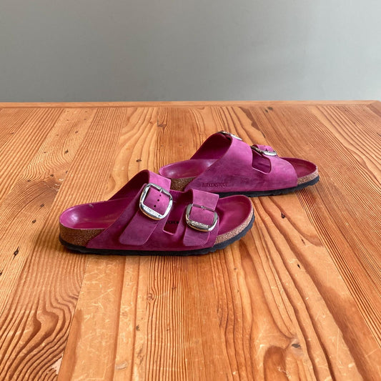 39 / 9 - Birkenstock Fuchsia Oiled Leather Arizona Big Buckle Sandals 0721DK