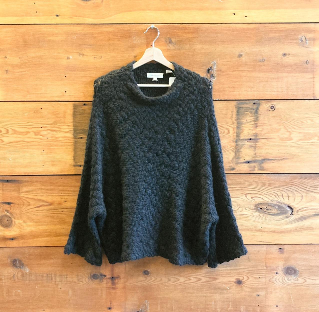 L - Inhabit Black Wool Mohair Turtleneck Draped Loose Knit Sweater 0721DK