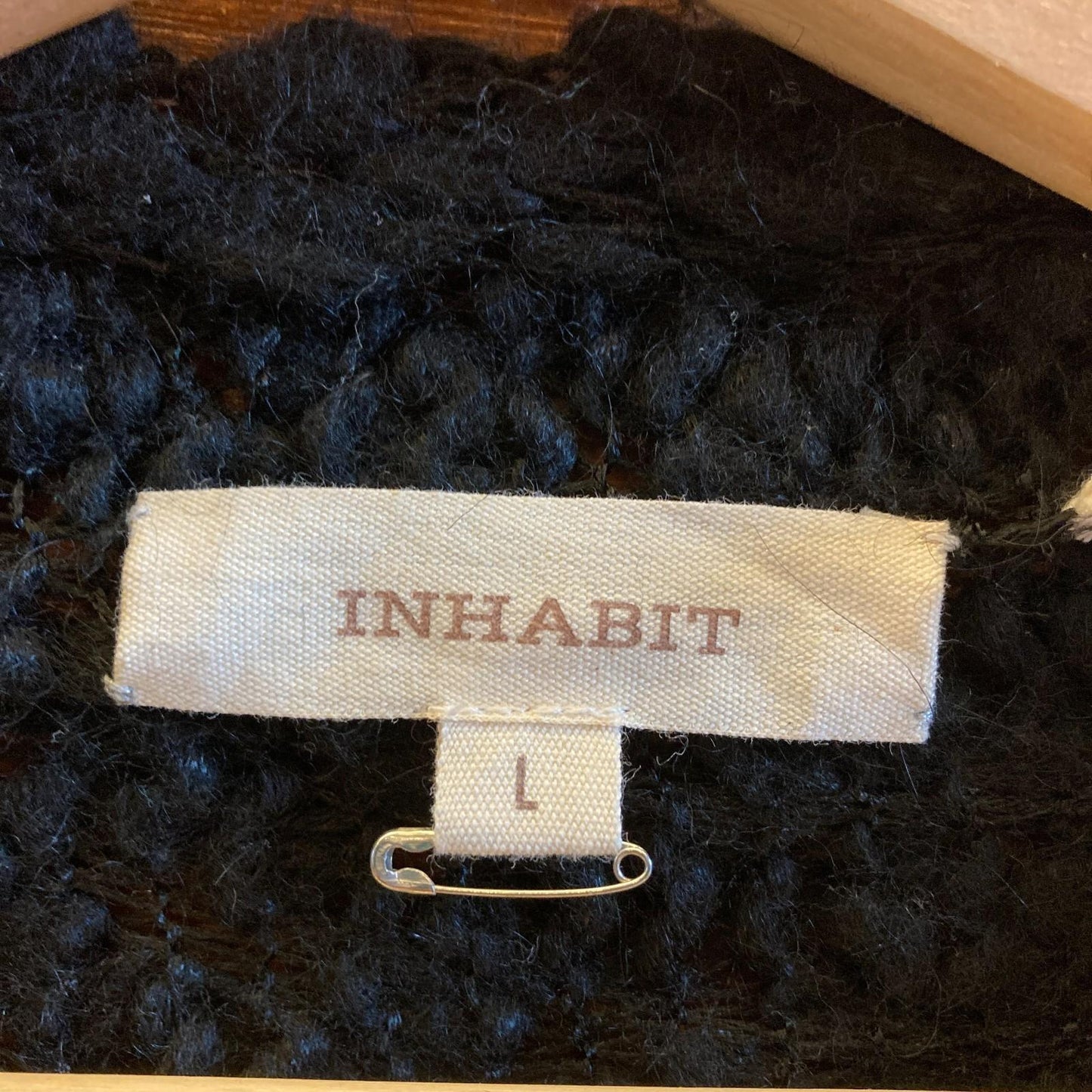 L - Inhabit Black Wool Mohair Turtleneck Draped Loose Knit Sweater 0721DK