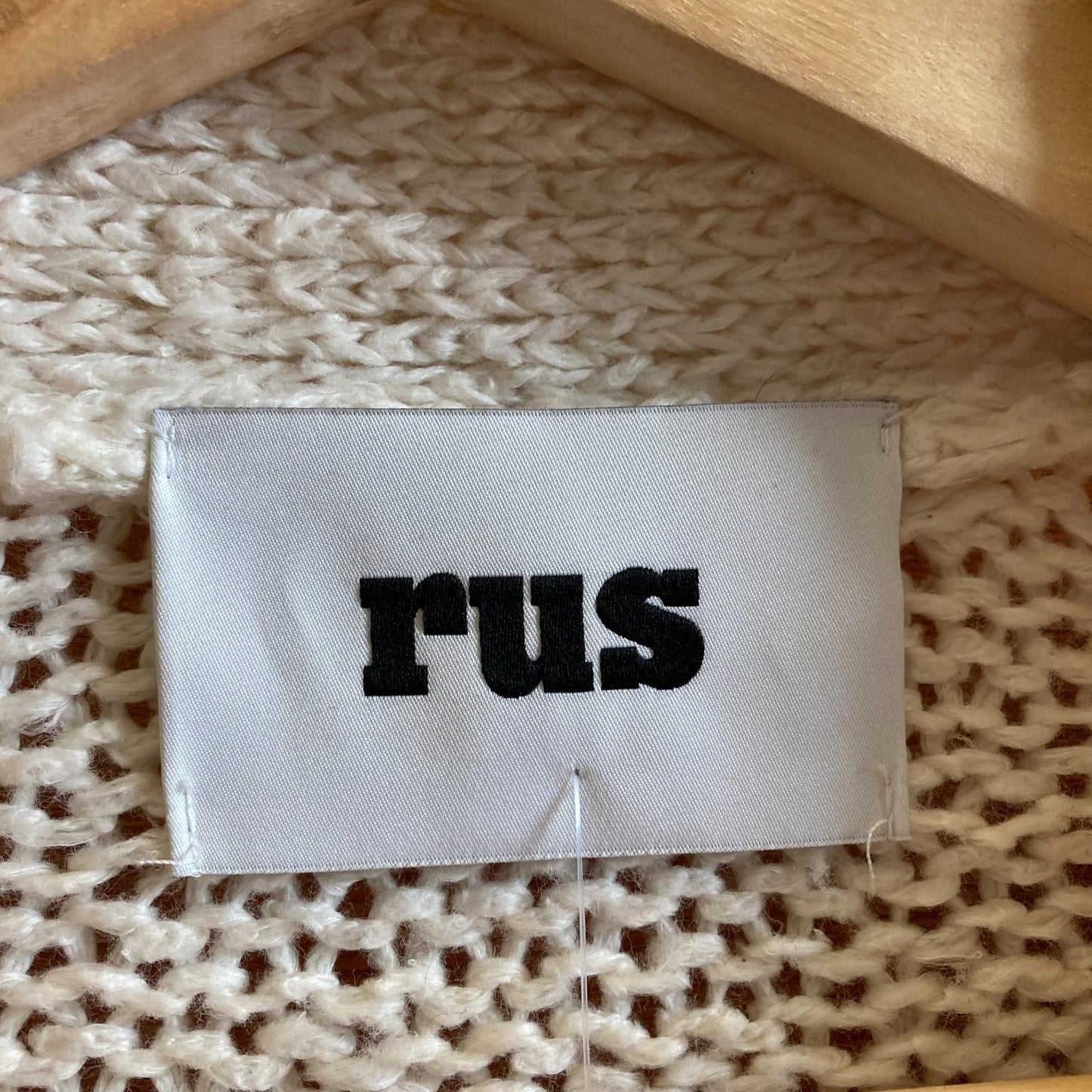 S - Rus Chalk White Shokki Open Cable Cardigan Knitted Sweater 1117KW