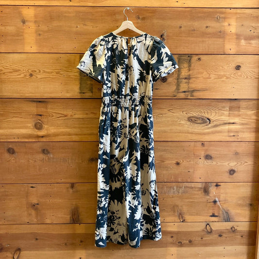 XS - Anthropologie Black Tan Floral Print Somerset Short Sleeve Jumpsuit 0327SM