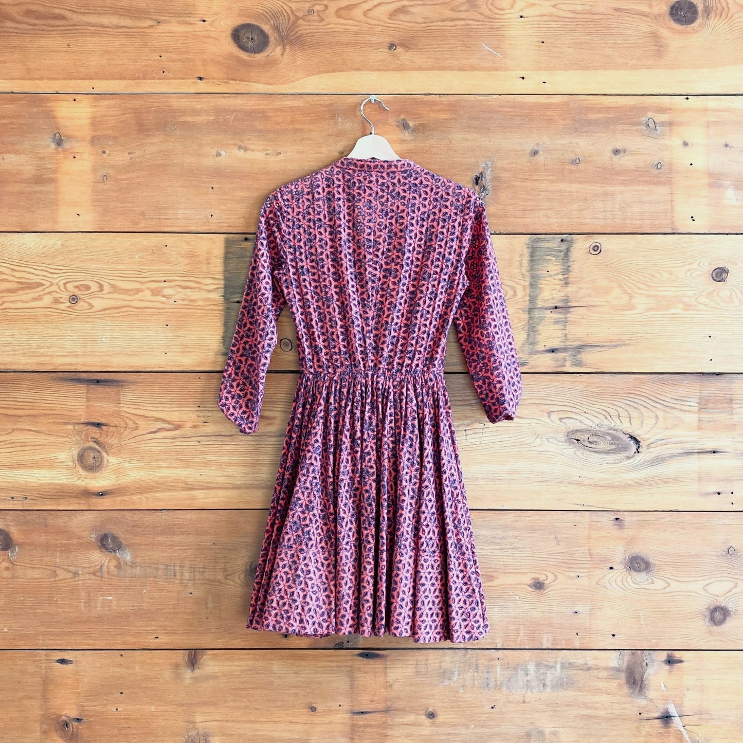 1 / S - Maje Red Navy Eyelet Embroidered Rayano Long Sleeve V-Neck Dress 1010RW