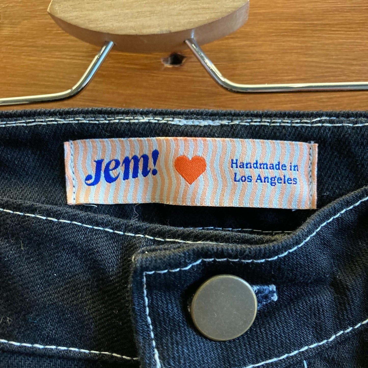 2 - Jem! $315 Los Angeles Black Top Stitched Utility Workwear Jeans Pants 0312IG
