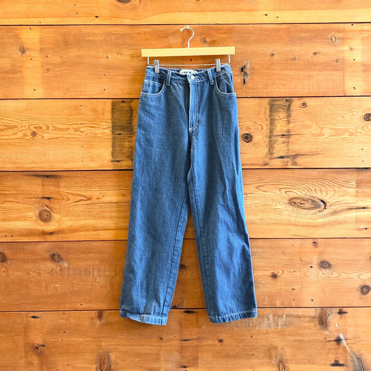 2 - LYKKE WULLF Dark Wash Contrast Stitch Womens Carpenter Pants 0312IG