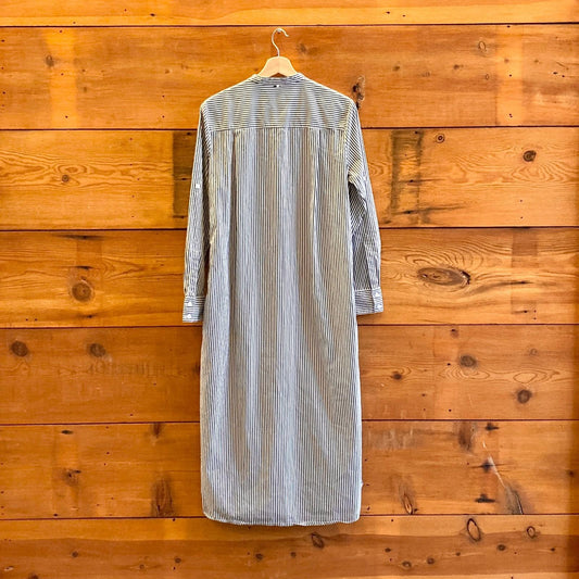 4 - Boss Gray & White Striped Long Sleeve Full Length Shirt Dress 0123RR