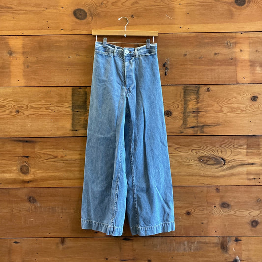 4 - Jesse Kamm Light Wash Button Fly High Rise Wide Leg Womens Jeans 0302KW