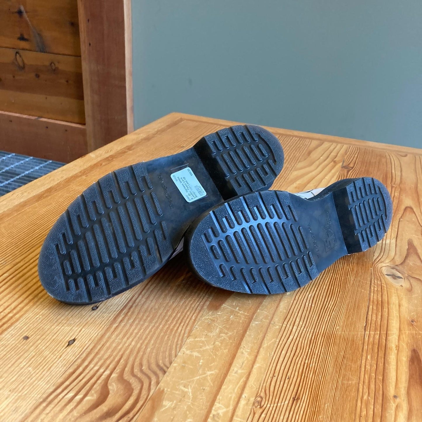 9 - Dr. Martens White Leather Peace Love Script 1461 Lace Up Shoes NEW 1019HV